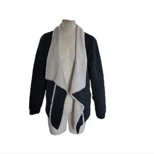 Billabong Sherpa Quilted Open Wrap Jacket Gray /White Trim Size Large